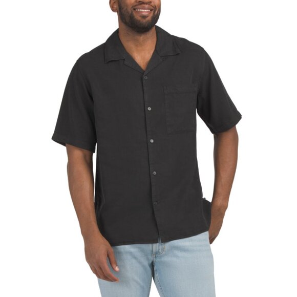 NN07 Black Linen Blend Julio 5029 Short Sleeve Woven Shirt